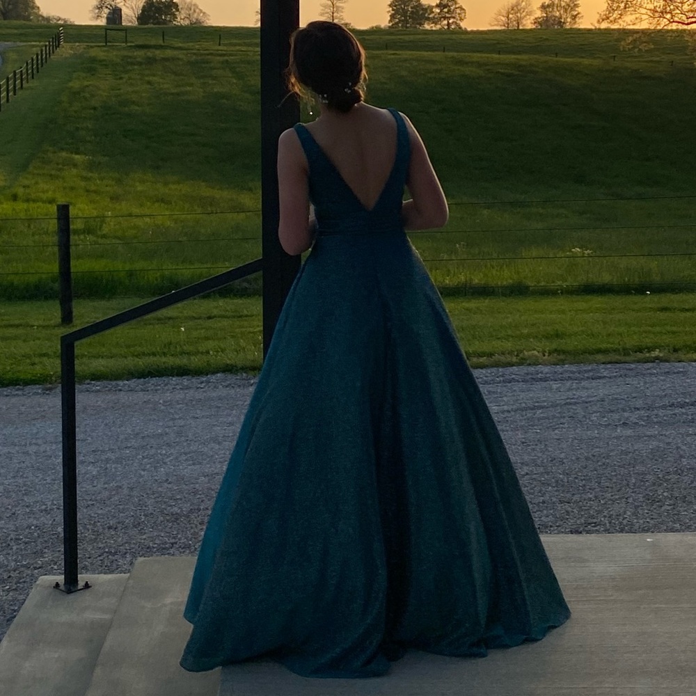 Forest green ball gown prom dress